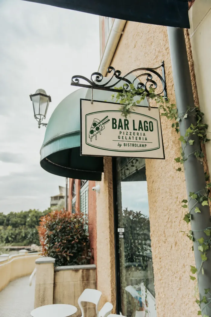 Bar Lago restaurant sign with the new Bar Lago by Bistrolamp logo